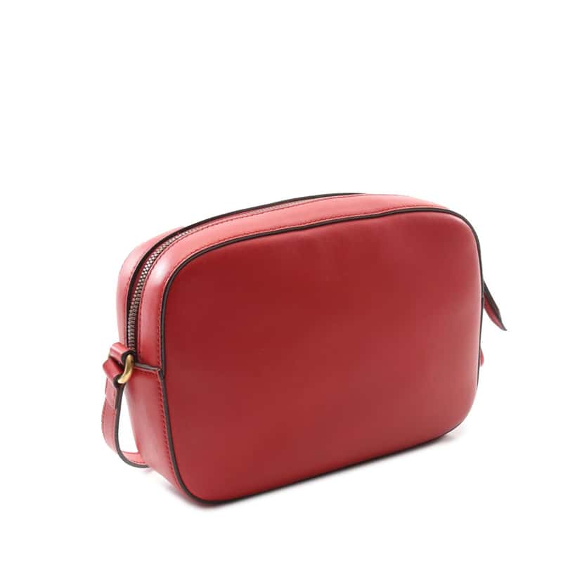 Gucci Calfskin Web Webby Bee Camera Bag Red Leather Good condition - Back View