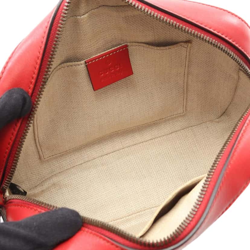 Gucci Calfskin Web Webby Bee Camera Bag Red Leather Good condition - Inside View