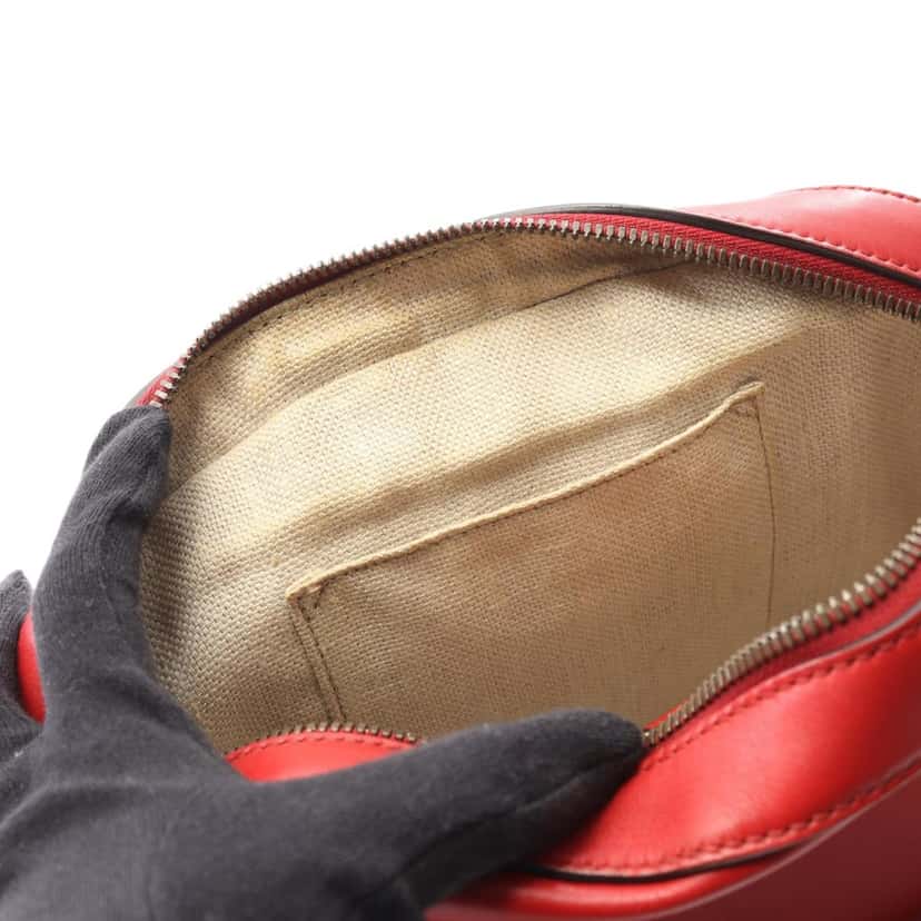 Gucci Calfskin Web Webby Bee Camera Bag Red Leather Good condition - Box View