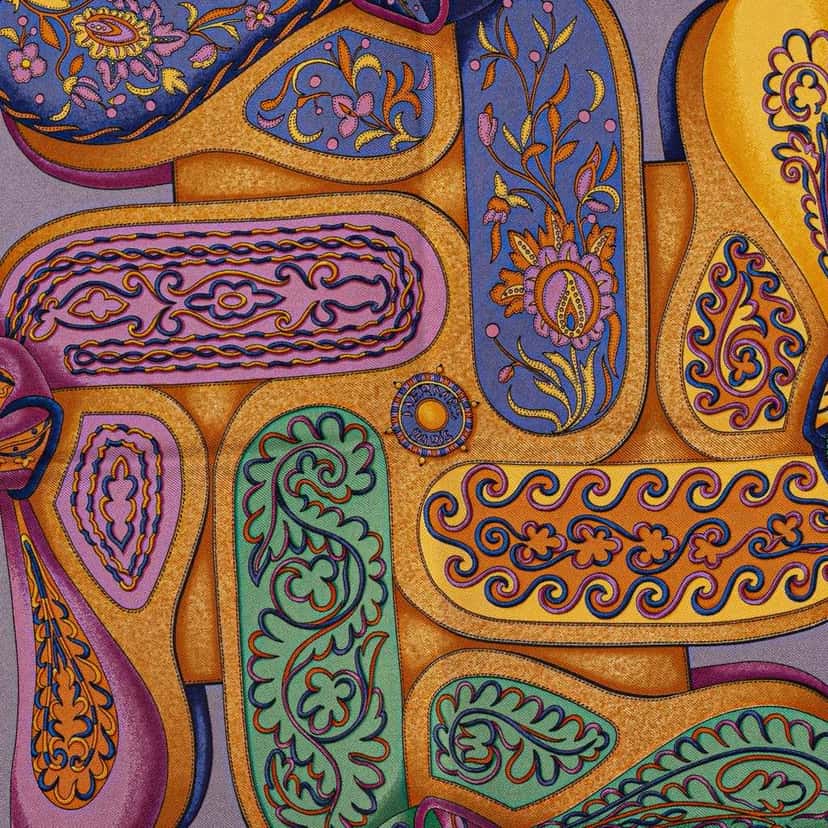 Hermès Carres Volants Silk Scarf Blue Silk Good condition - Inside View