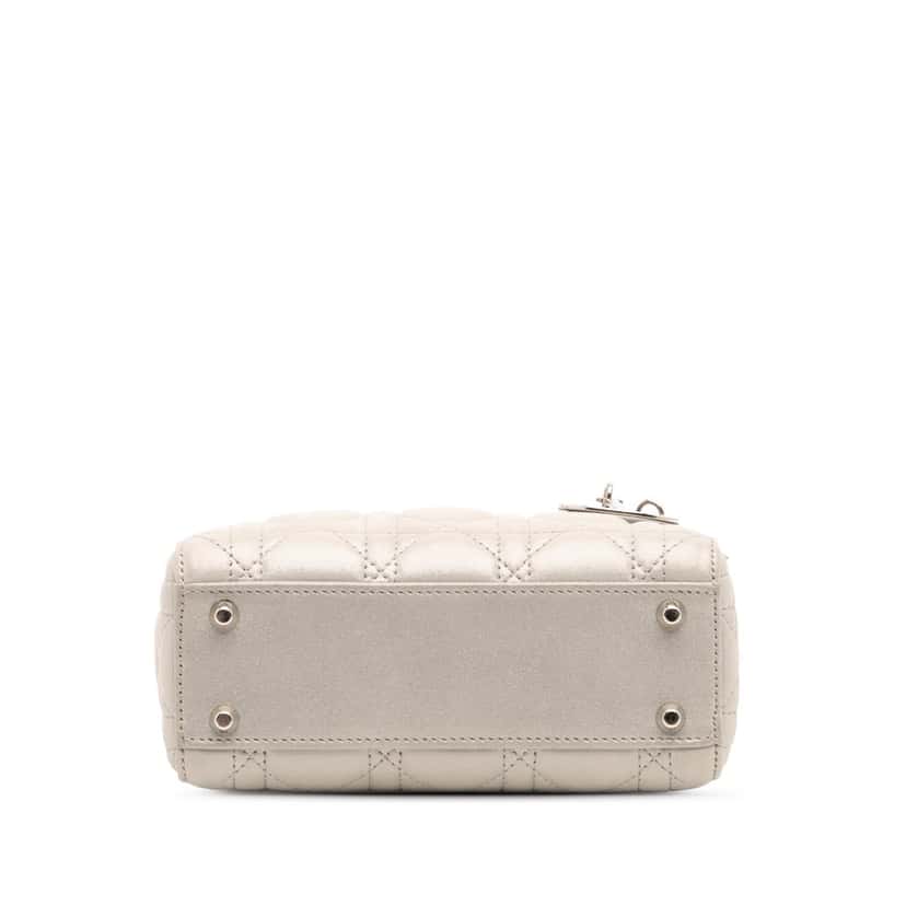 Dior Mini Iridescent Lambskin Cannage Lady Dior Silver Leather Good condition - Inside View