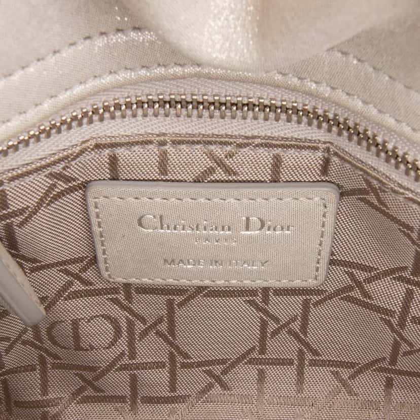 Dior Mini Iridescent Lambskin Cannage Lady Dior Silver Leather Good condition - Box View
