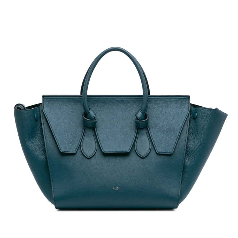 Celine Small Leather Tie Tote Blue Leather Fair condition - Front View