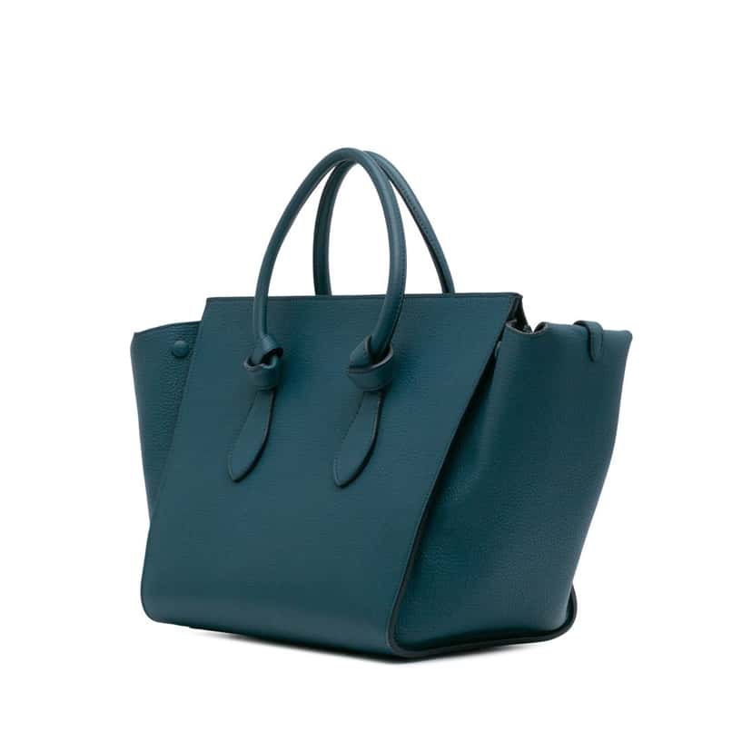 Celine Small Leather Tie Tote Blue Leather Fair condition - Back View