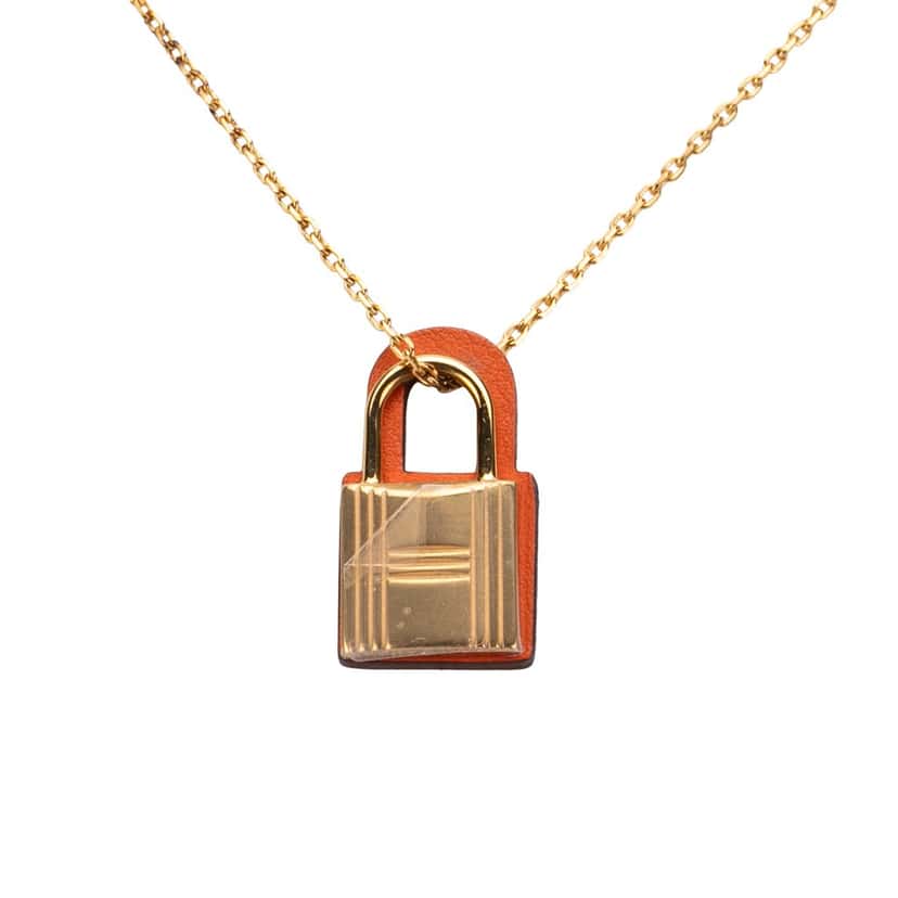 Hermès Gold Plated and Swift O Kelly Pendant Necklace Gold Metal Good condition - Front View