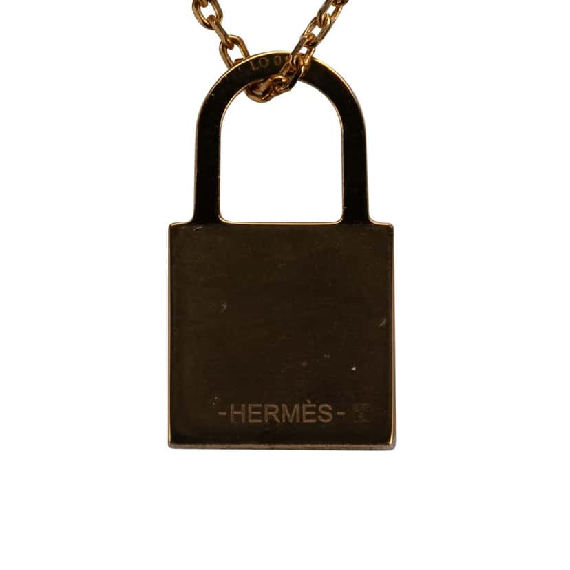 Hermès Gold Plated and Swift O Kelly Pendant Necklace Gold Metal Good condition - Inside View