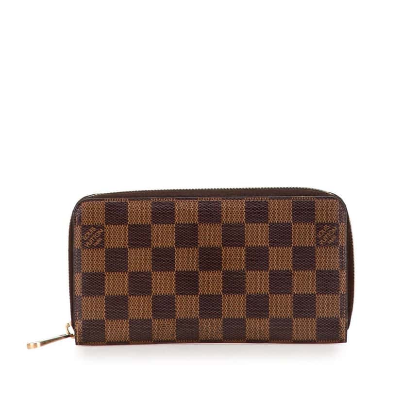 Louis Vuitton Damier Ebene Zippy Long Wallet Brown Canvas Good condition - Front View