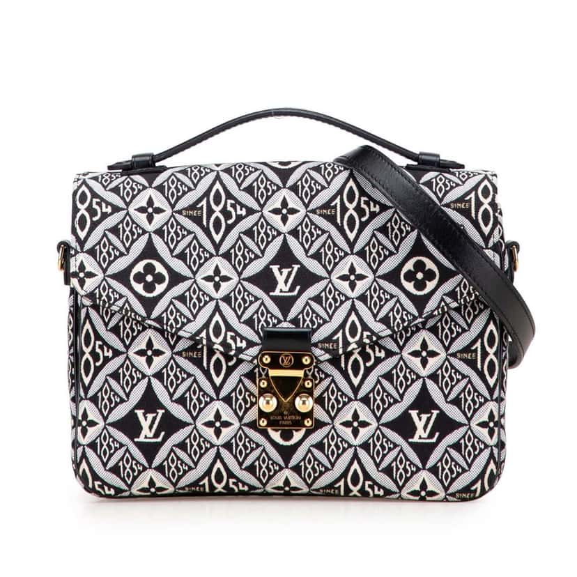 Louis Vuitton Monogram Jacquard Since 1854 Pochette Metis Black Canvas Very good condition - Front View