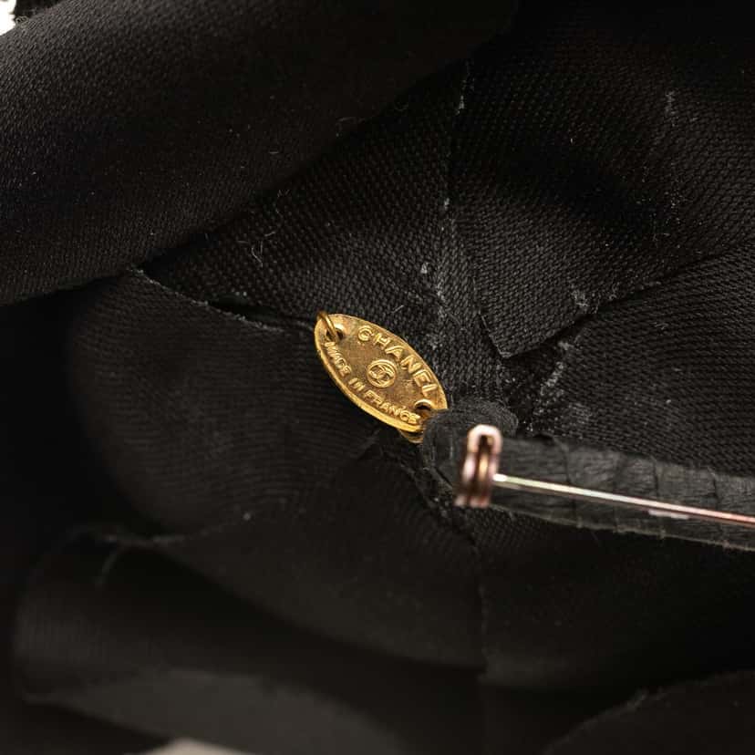 Chanel Cotton Camellia Brooch Black Cotton Good condition - Inside View