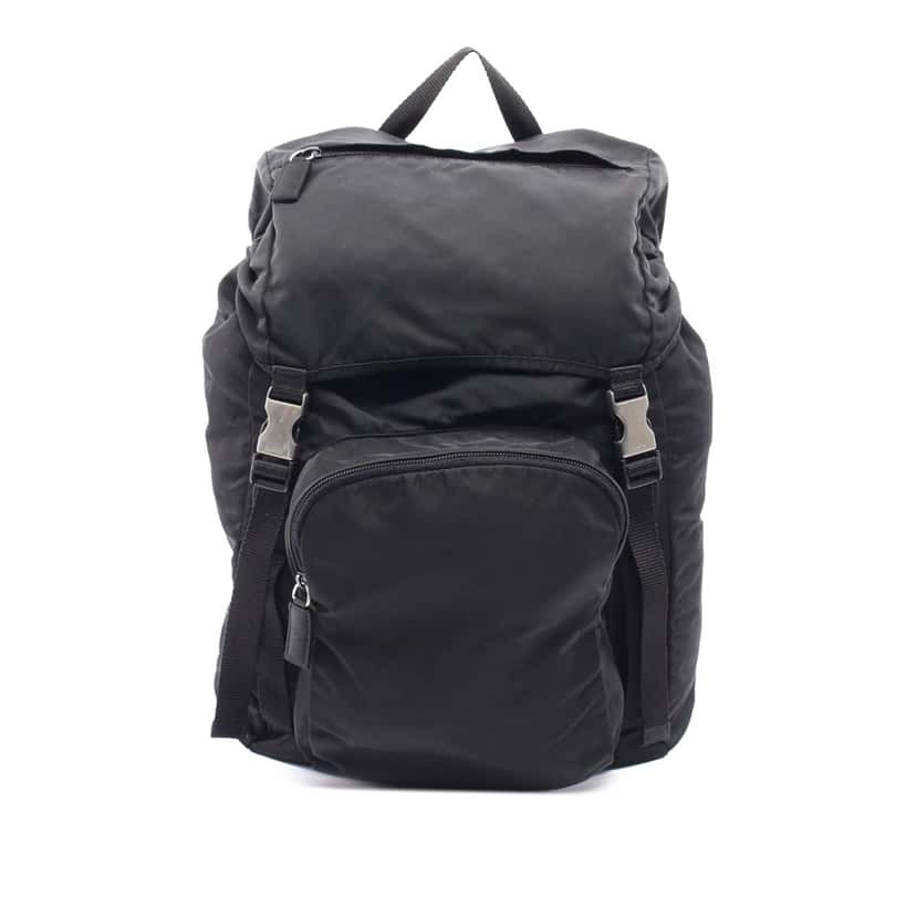 Prada Tessuto Montagna Double Buckle Backpack Black Good condition - Front View