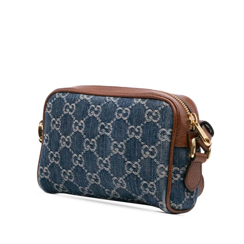 Gucci Mini GG Denim Ophidia Crossbody Blue Denim Good condition - Back View