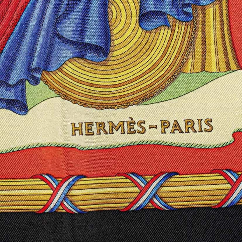 Hermès Republique Francaise Liberte Egalite Fraternite 1789 Silk Scarf Red Silk Good condition - Inside View