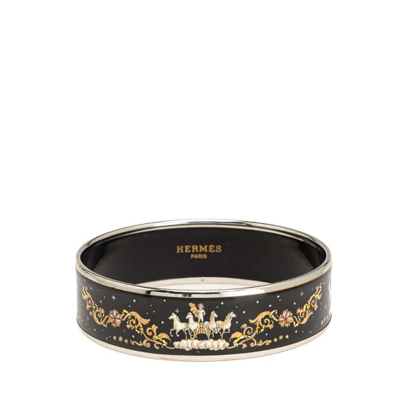 Hermès Wide Enamel Cloisonne Bangle 65 Black Good condition - Front View