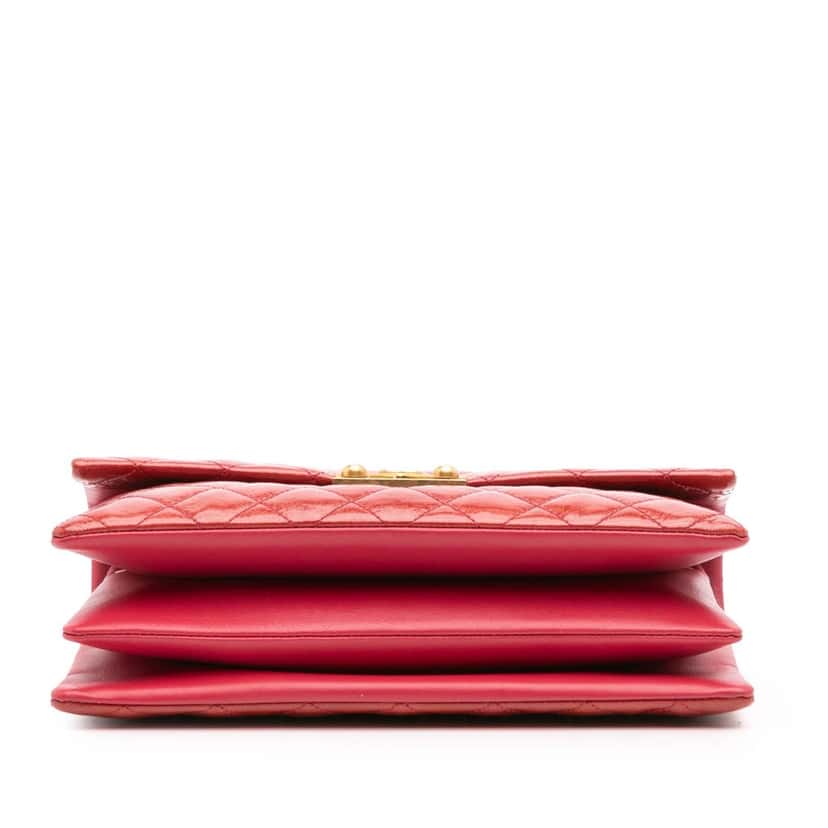 Chanel Quilted Patent Goatskin Pagoda Accordion Flap Red Leather Good condition - Inside View