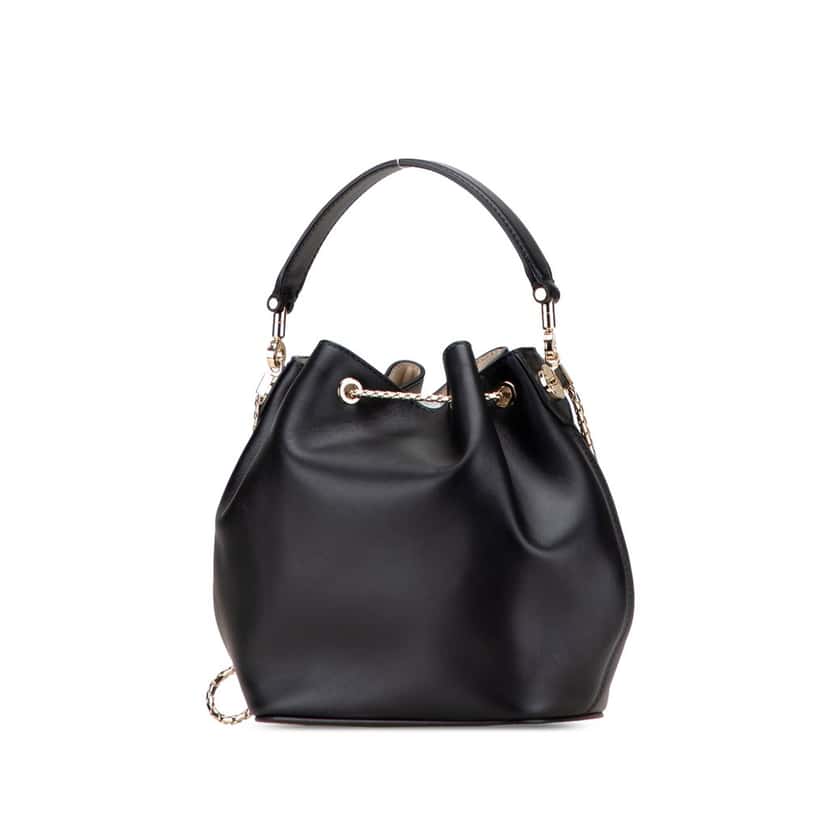 Bvlgari Leather Serpenti Forever Bucket Bag Black Leather Good condition - Back View