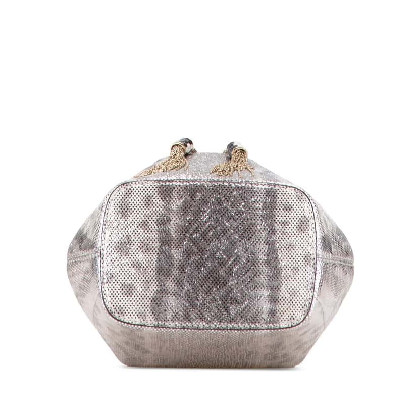 Bvlgari Metallic Karung Serpenti Forever Bucket Bag Silver Leather Good condition - Inside View