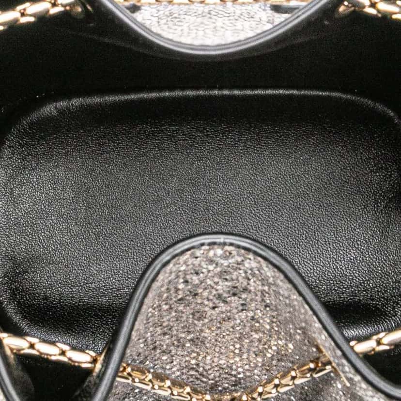 Bvlgari Metallic Karung Serpenti Forever Bucket Bag Silver Leather Good condition - Model View