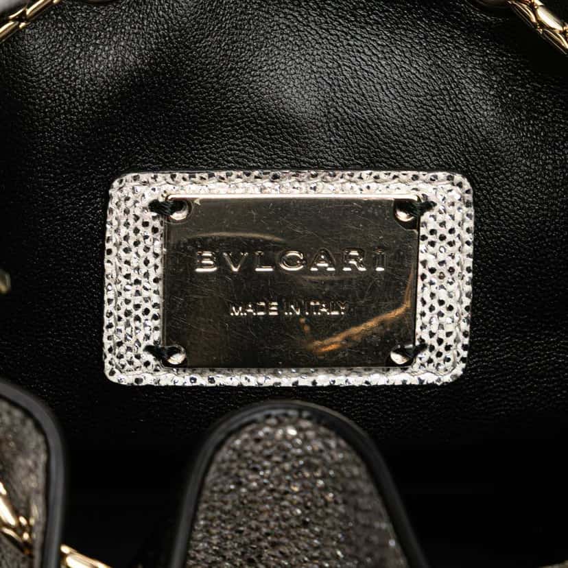 Bvlgari Metallic Karung Serpenti Forever Bucket Bag Silver Leather Good condition - Box View