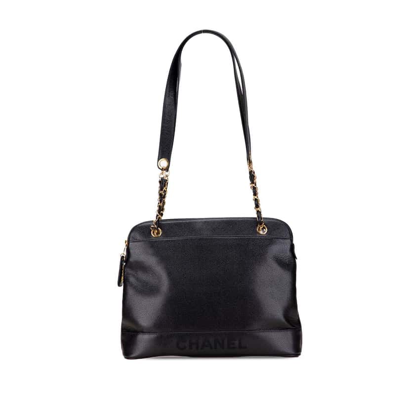 Chanel Caviar Logo Shoulder Bag Black Leather Very good condition - Front View