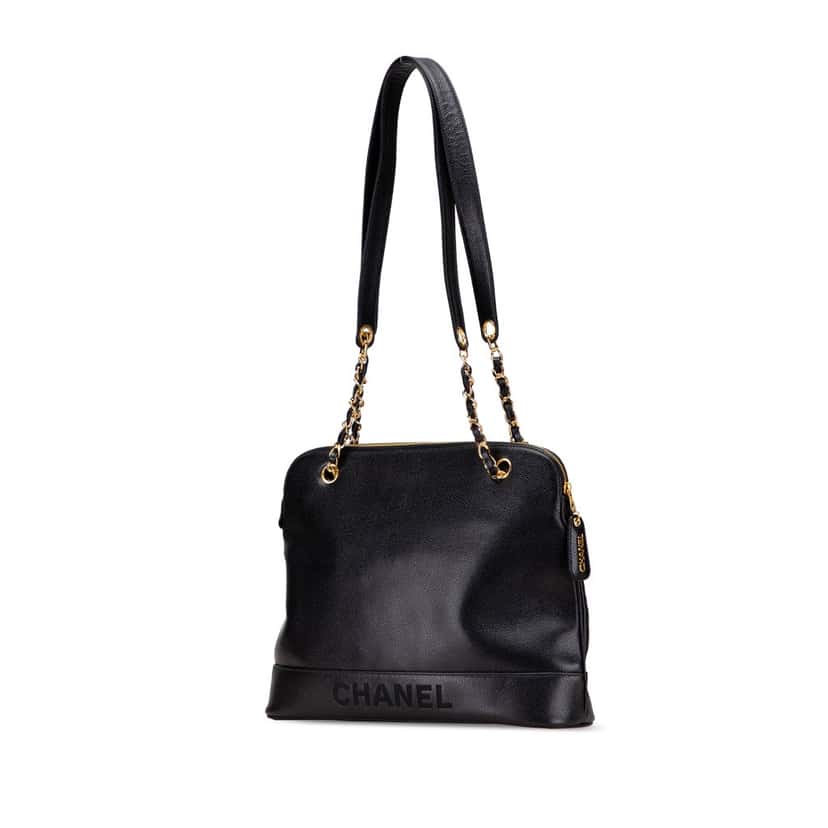 Chanel Caviar Logo Shoulder Bag Black Leather Very good condition - Back View