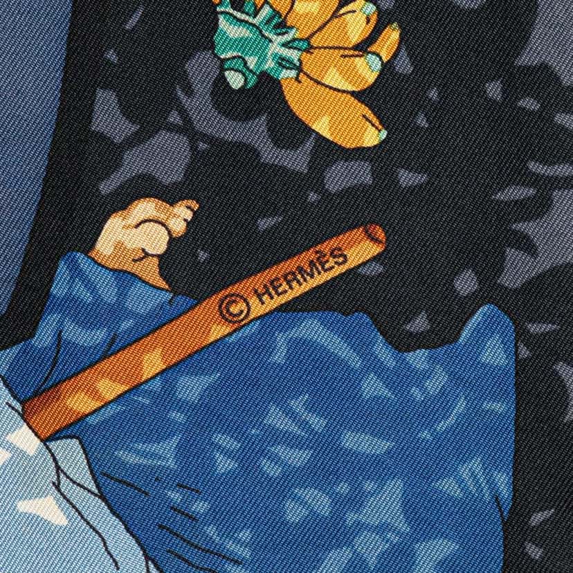 Hermès Marche Flottant Du Lac Inle Silk Scarf Blue Silk Good condition - Inside View