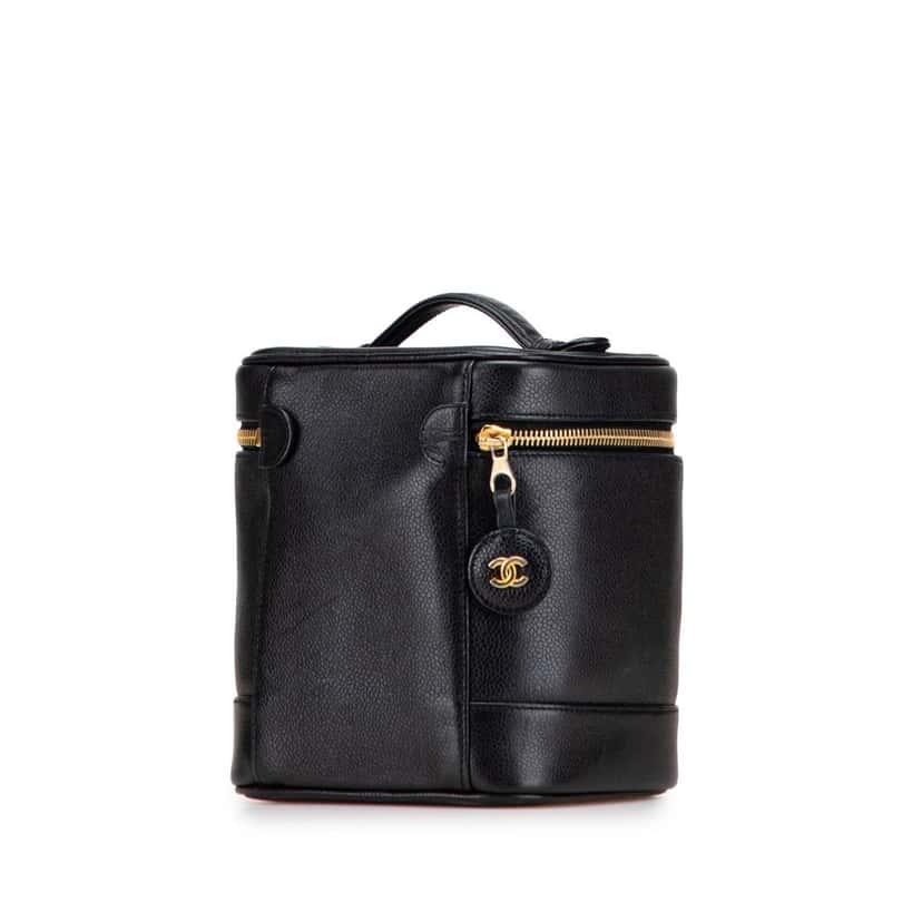 Chanel CC Caviar Vanity Case Black Leather Good condition - Back View