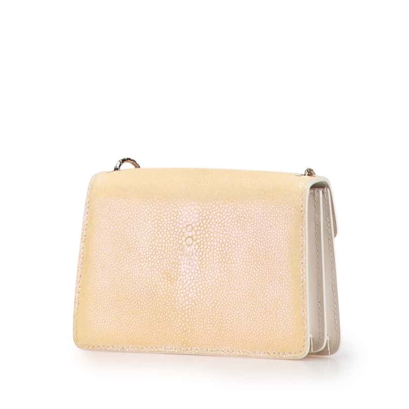 Bvlgari Galuchat and Calfskin Serpenti Forever Crossbody Yellow Leather Good condition - Back View