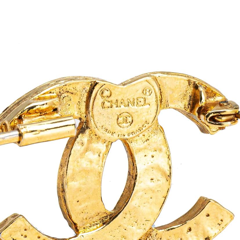 Chanel Gold Plated CC Rhinestone Brooch Gold Metal Good condition - Inside View