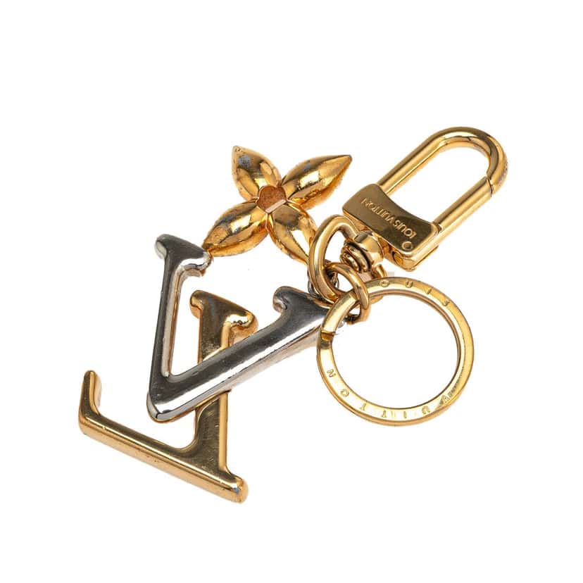Louis Vuitton Gold Plated New Wave Key Ring and Bag Charm Gold Metal Good condition - Back View