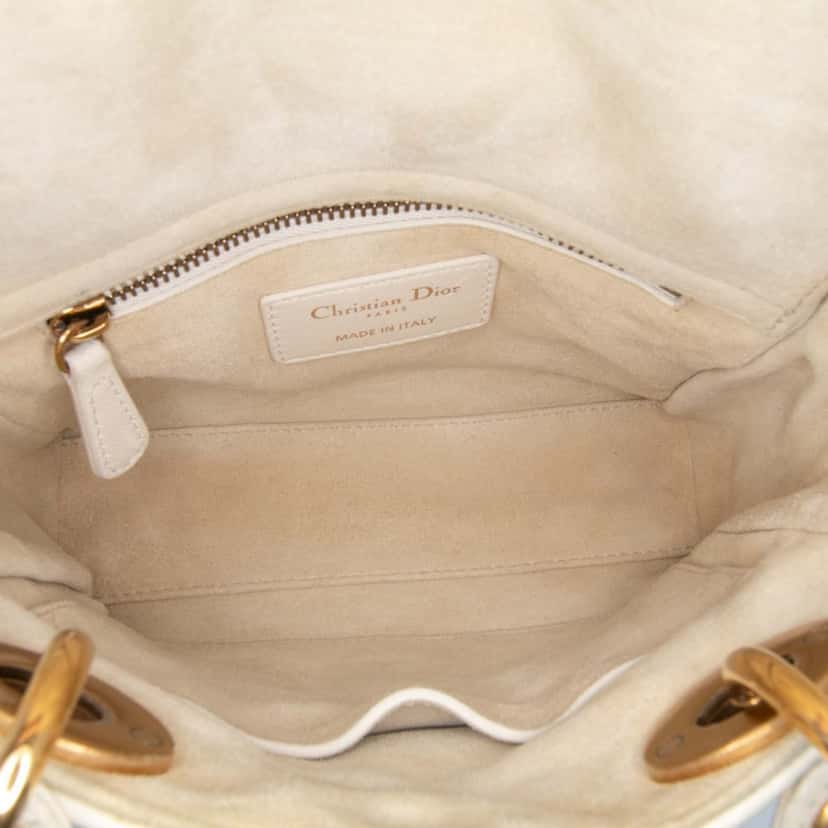 Dior Mini Lambskin Cannage Studded Supple Lady Dior White Leather Good condition - Model View