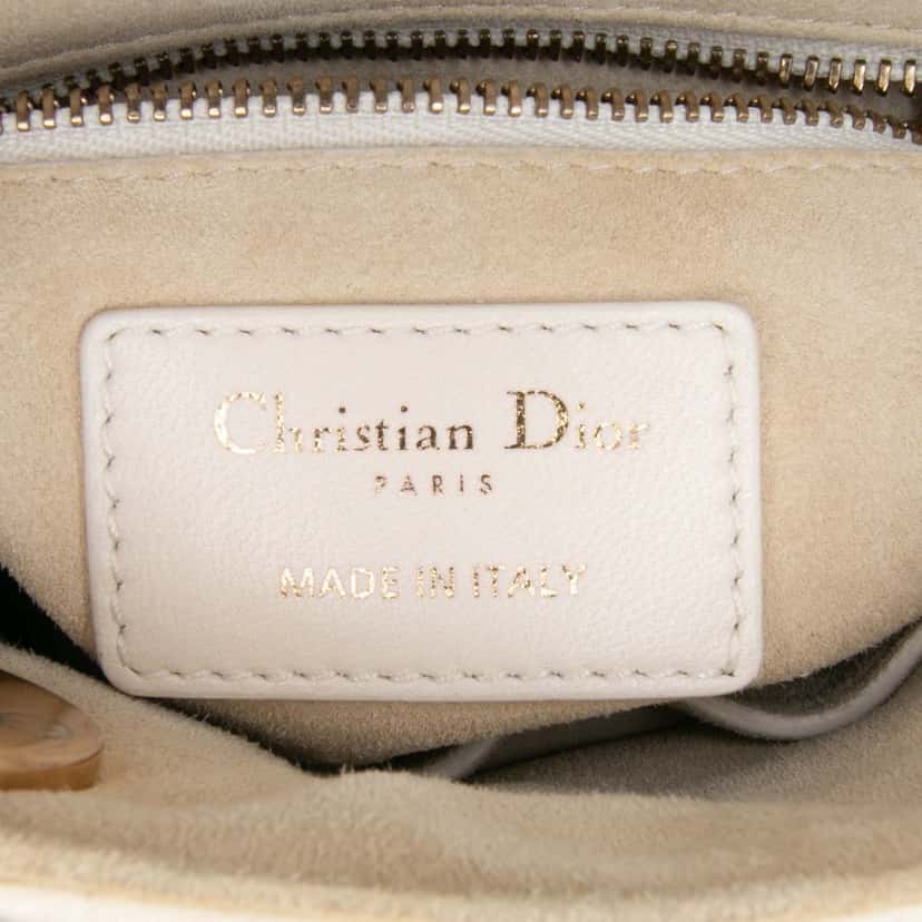 Dior Mini Lambskin Cannage Studded Supple Lady Dior White Leather Good condition - Box View