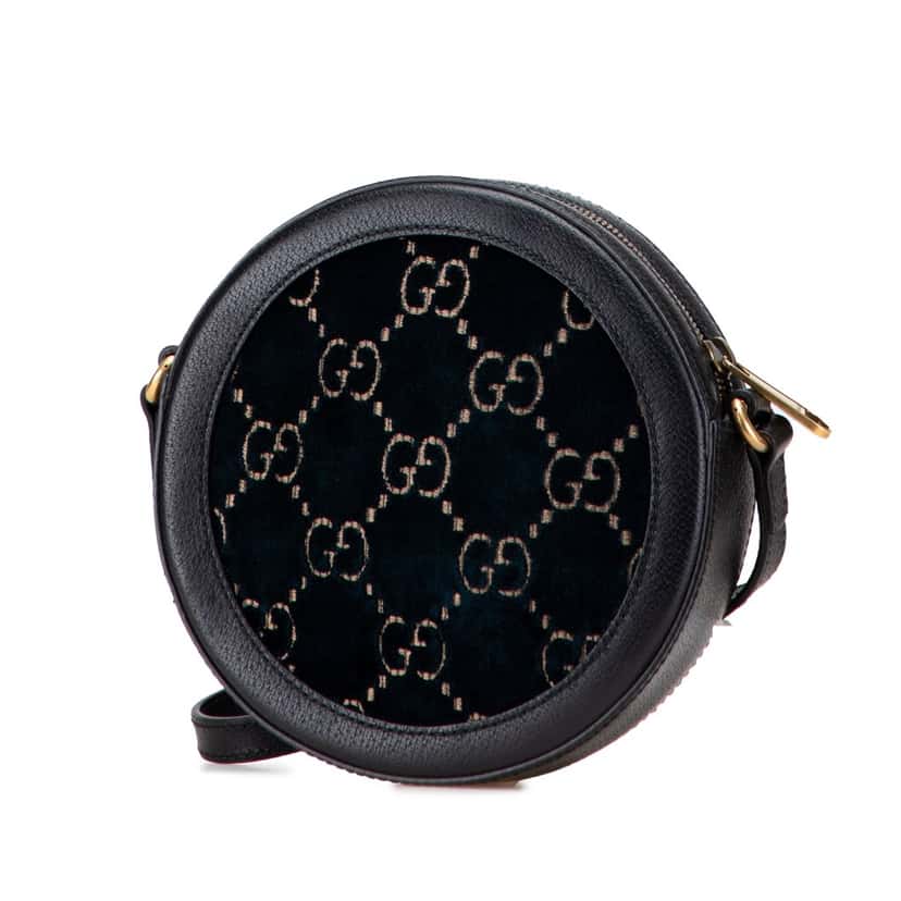 Gucci GG Marmont Velvet Round Crossbody Black Velvet Good condition - Back View