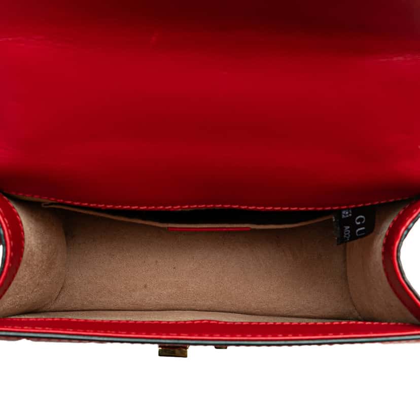 Gucci Mini Leather Sylvie Chain Crossbody Red Leather Good condition - Model View