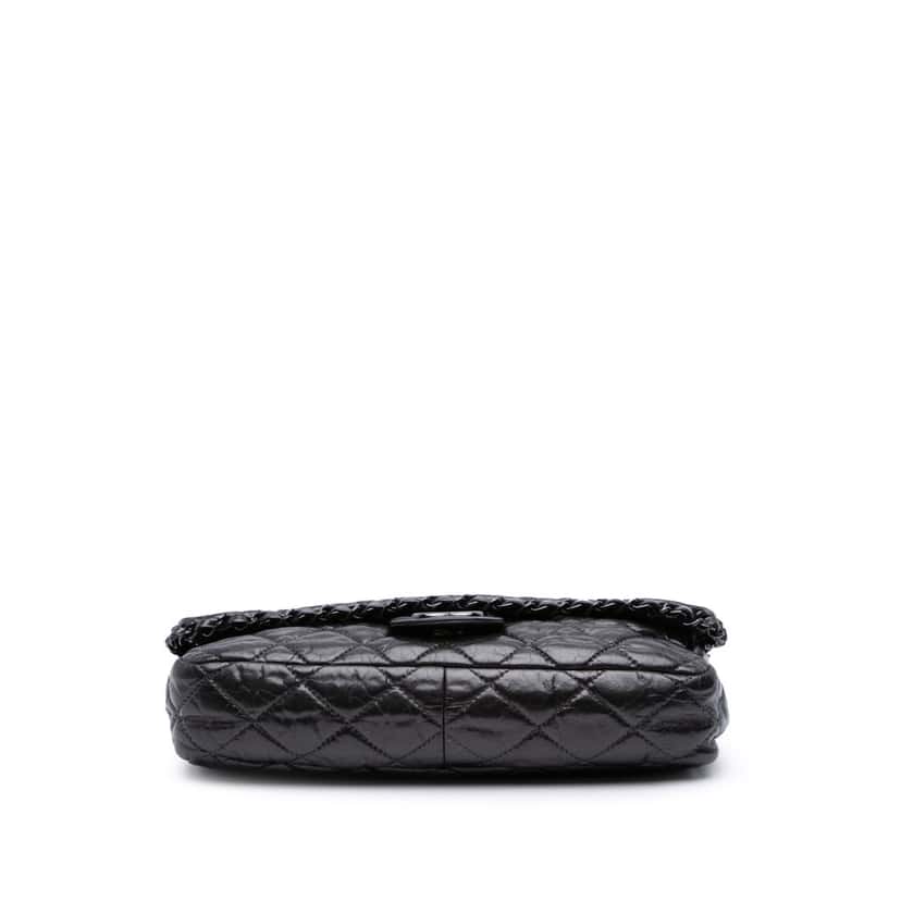 Chanel Medium Quilted Metallic Aged Calfskin Chain Me Flap Grey Leather Good condition - Inside View