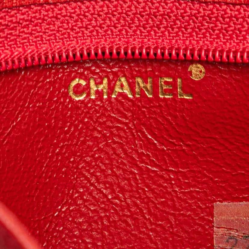 Chanel Quilted Lambskin Coin Pouch Red Leather Good condition - Box View