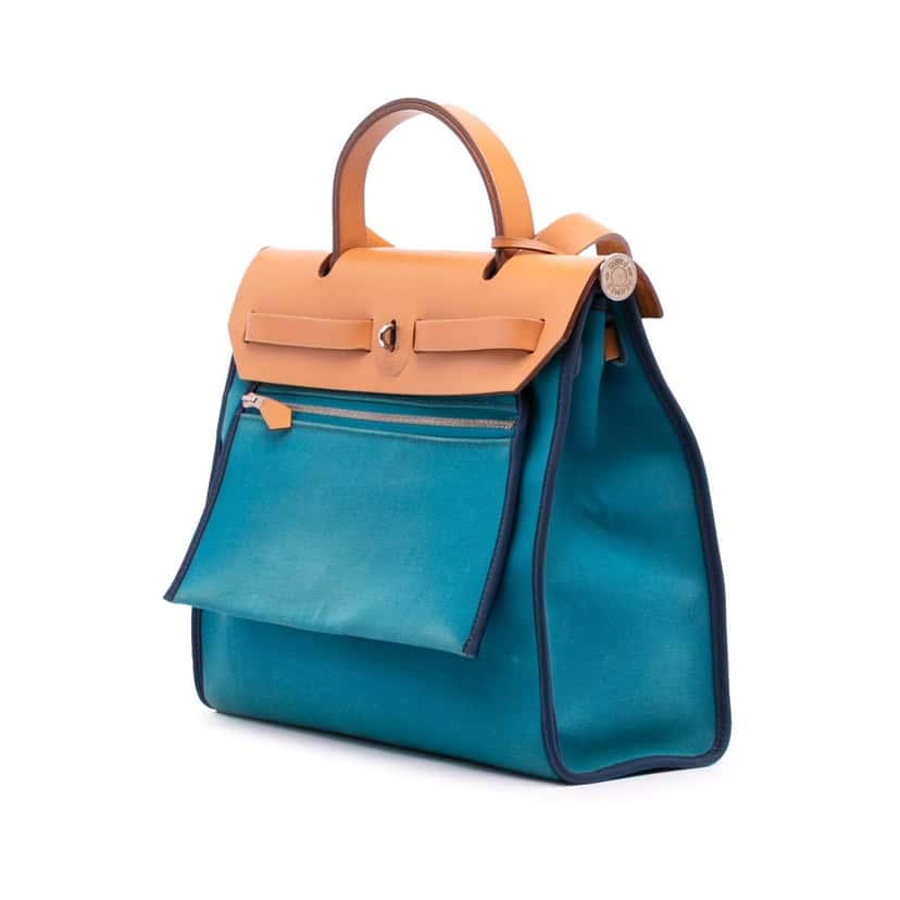 Hermès Toile Herbag Zip 31 Blue Canvas Good condition - Back View