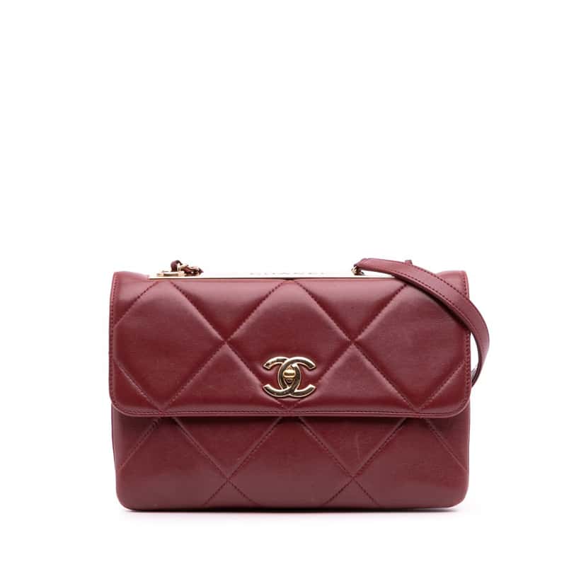 Chanel Quilted Lambskin Trendy CC Flap Red Leather Good condition - Front View