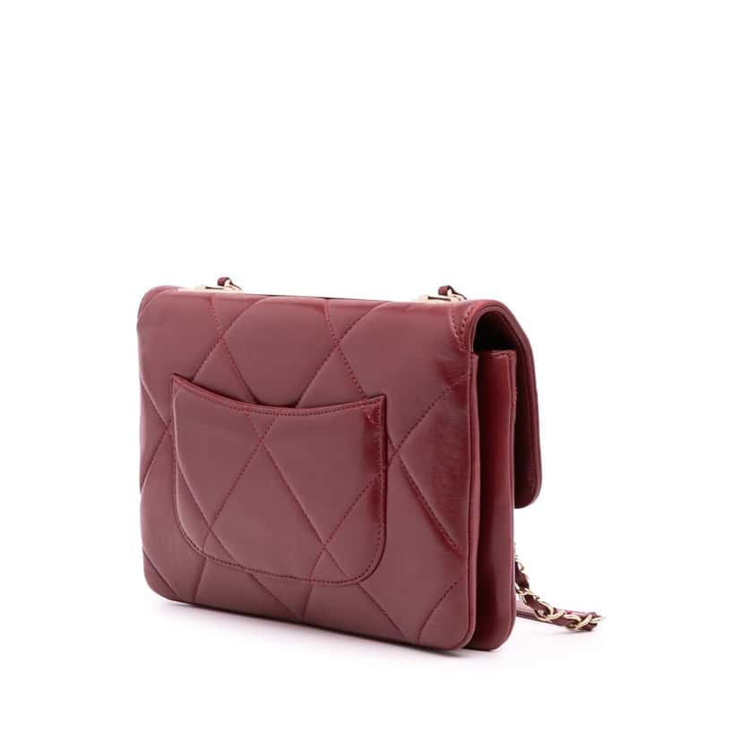 Chanel Quilted Lambskin Trendy CC Flap Red Leather Good condition - Back View