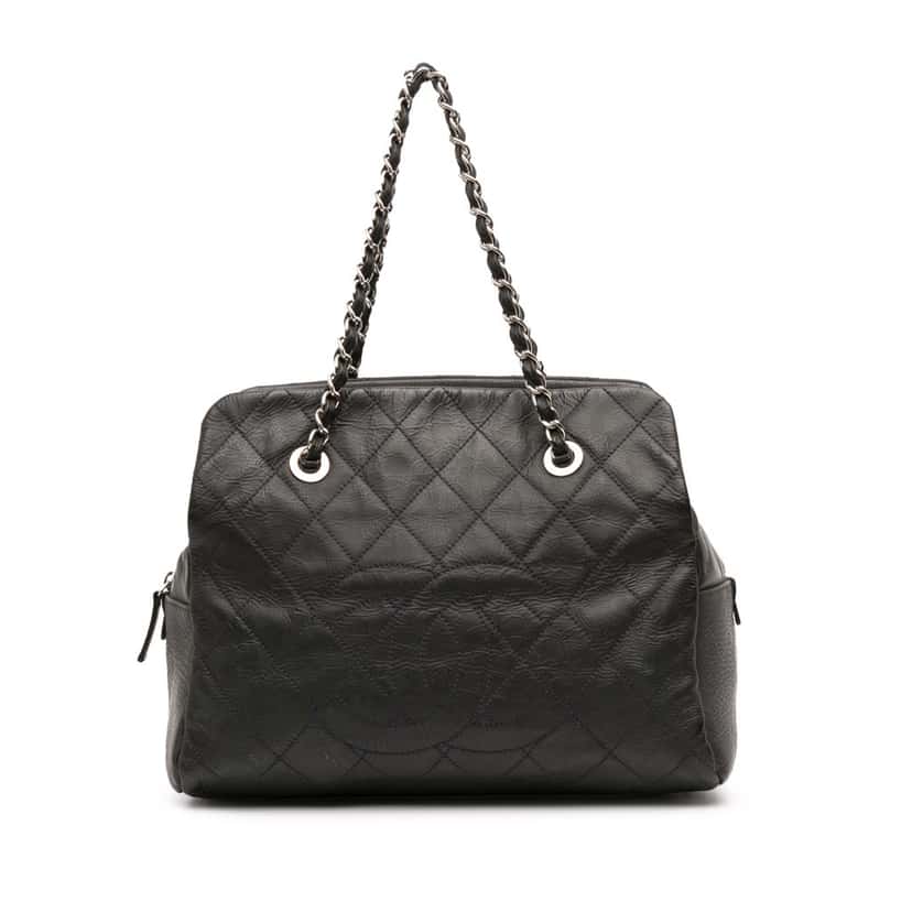 Chanel Petite Crinkled Calfskin Timeless Tote Grey Leather Good condition - Front View