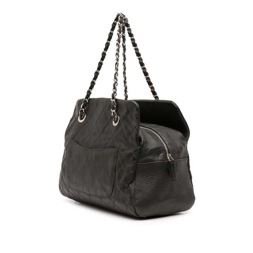 Chanel Petite Crinkled Calfskin Timeless Tote Grey Leather Good condition - Back View