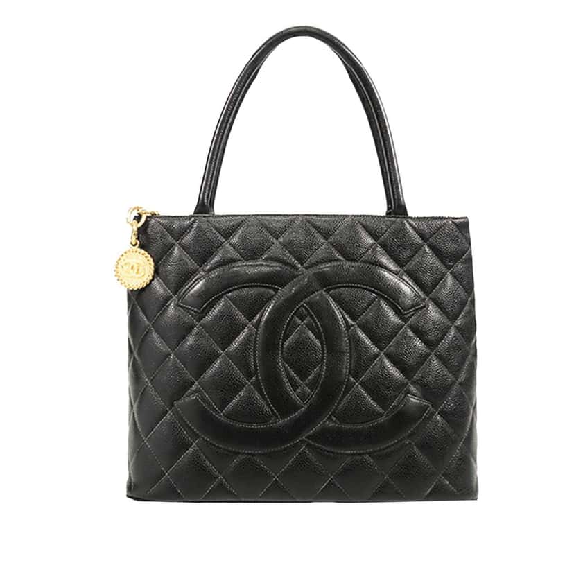 Chanel Caviar Medallion Tote Black Leather Good condition - Front View