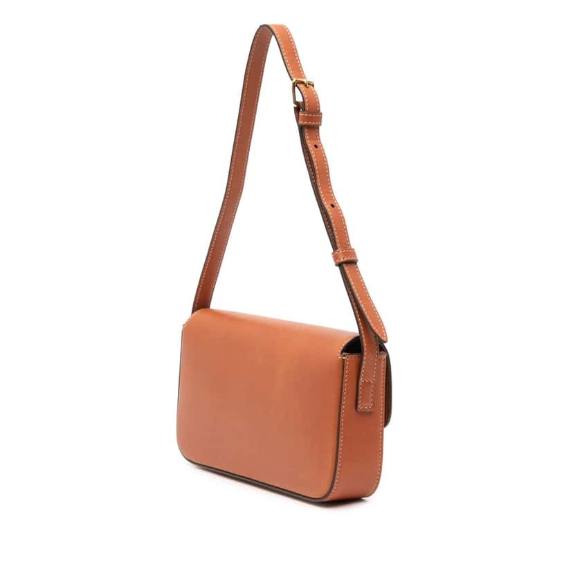 Celine Shiny Calfskin Claude Shoulder Bag Brown Leather Good condition - Back View