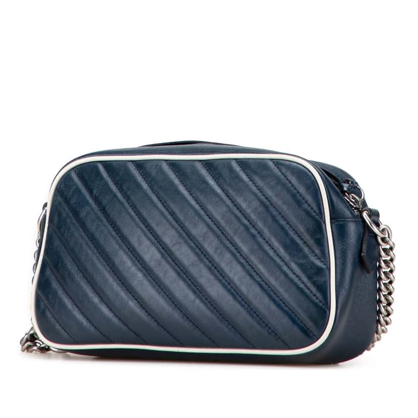 Gucci Small GG Marmont Leather Torchon Crossbody Blue Leather Good condition - Back View