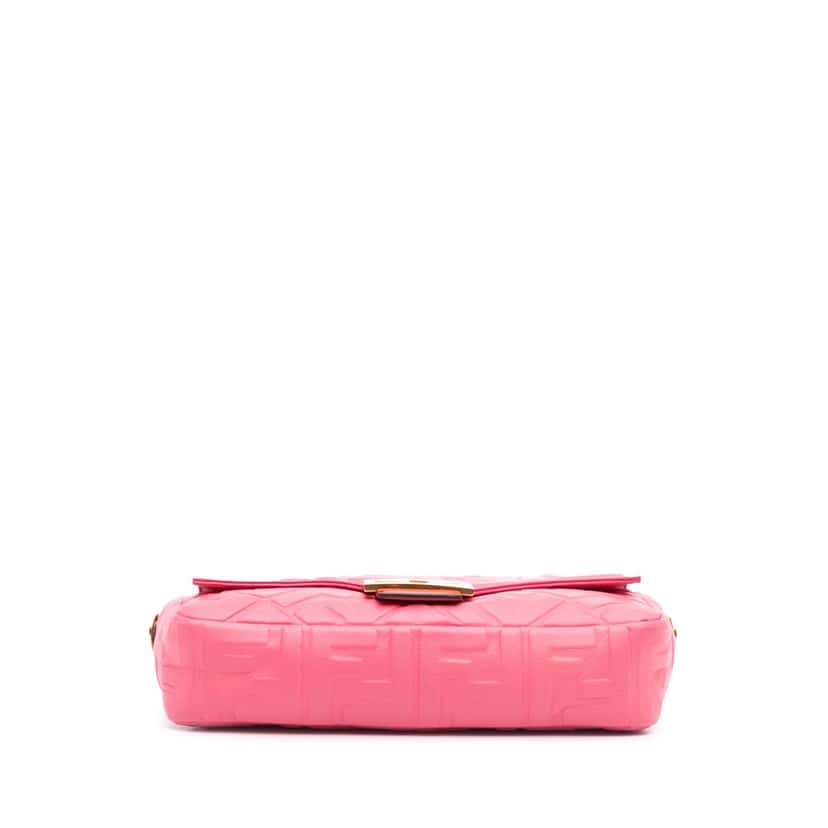 Fendi Zucca Embossed Leather Baguette Satchel Pink Leather Good condition - Inside View