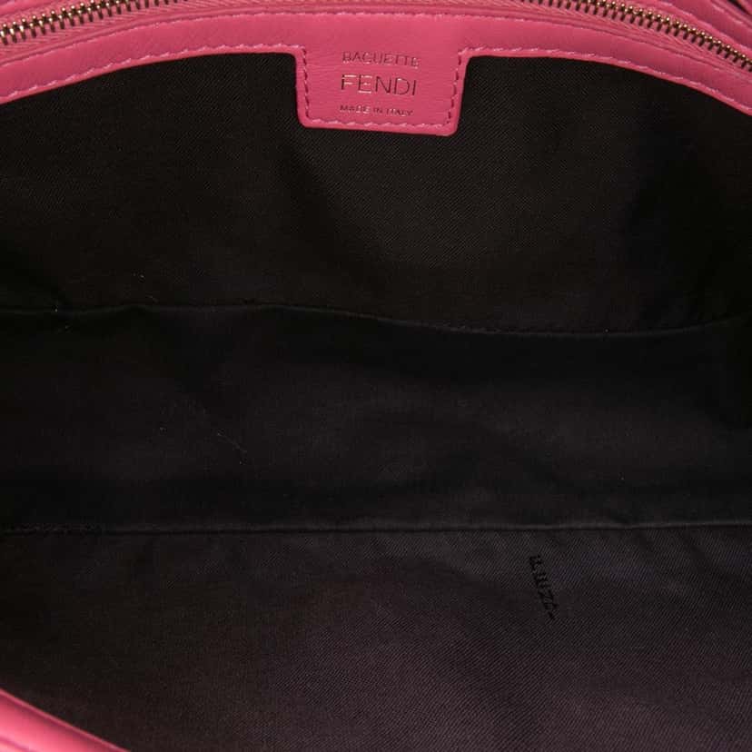 Fendi Zucca Embossed Leather Baguette Satchel Pink Leather Good condition - Model View