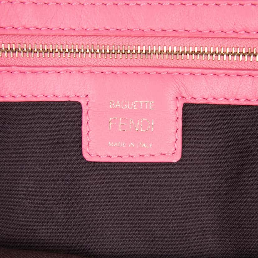 Fendi Zucca Embossed Leather Baguette Satchel Pink Leather Good condition - Box View