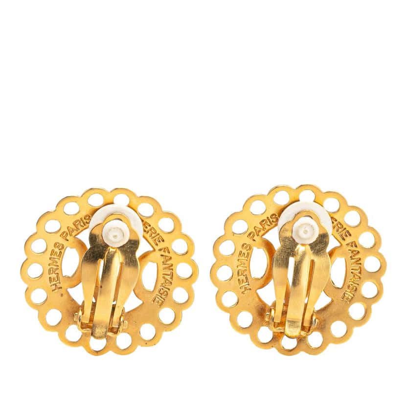 Hermès Gold Plated Bijouterie Fantaisie Clip on Earrings Gold Metal Good condition - Back View