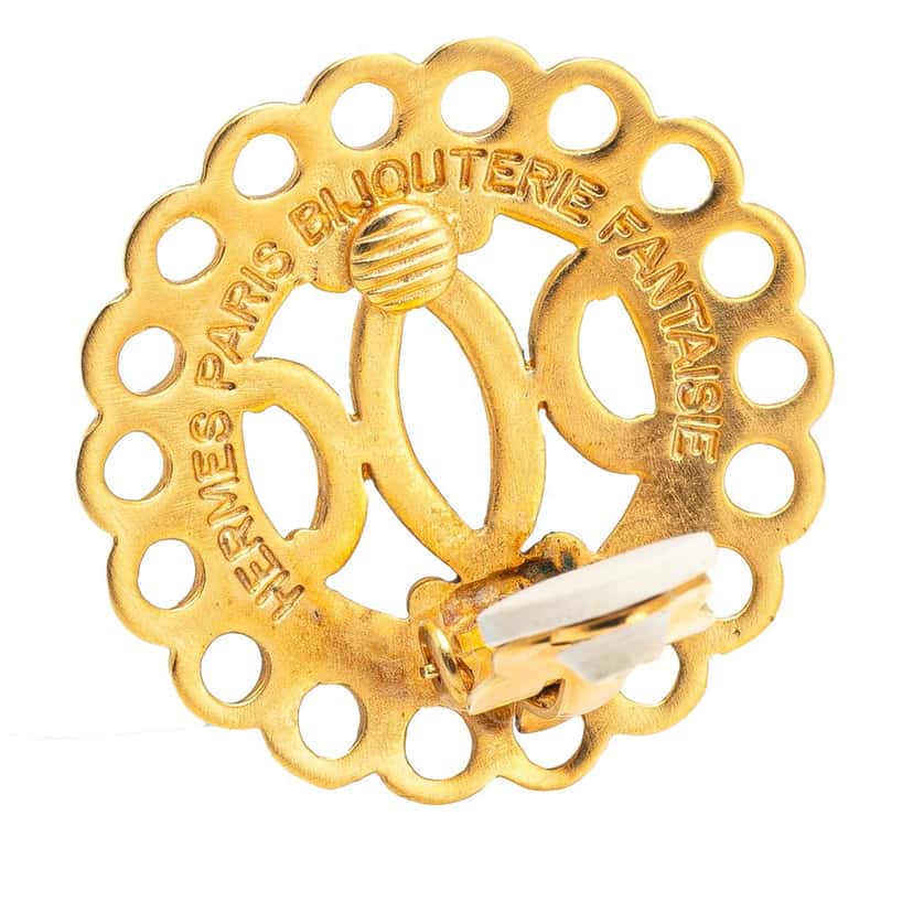 Hermès Gold Plated Bijouterie Fantaisie Clip on Earrings Gold Metal Good condition - Inside View