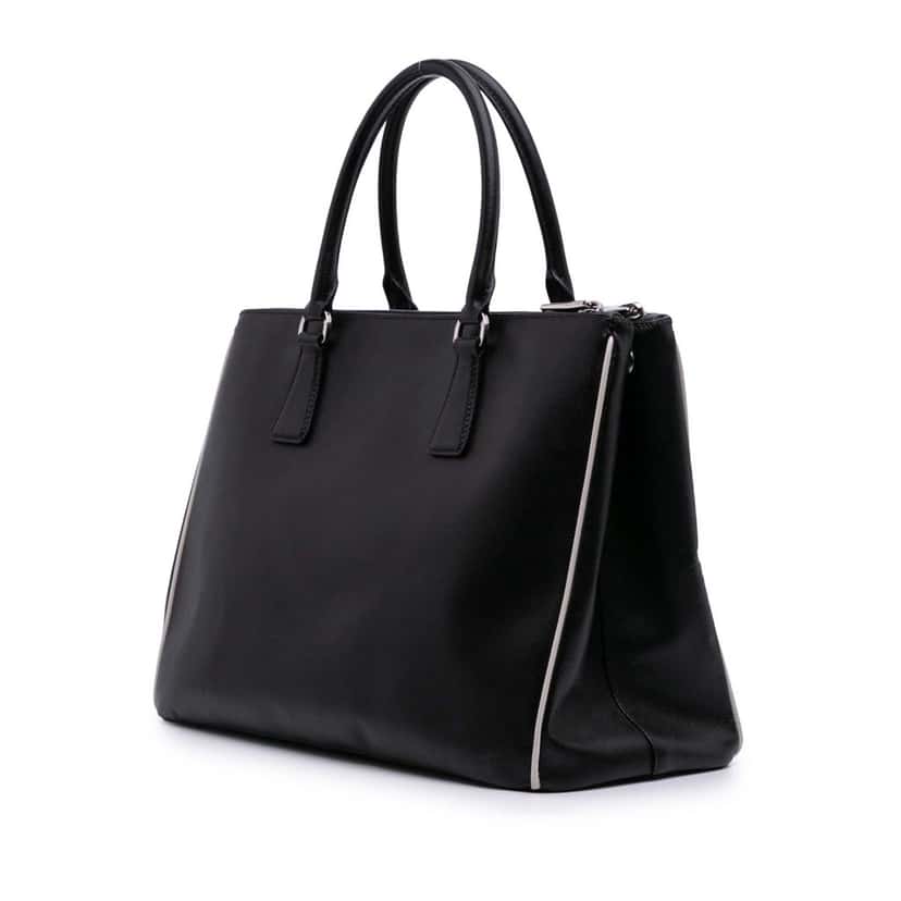 Prada Medium Bicolor Saffiano Lux Galleria Double Zip Tote Black Leather Good condition - Back View
