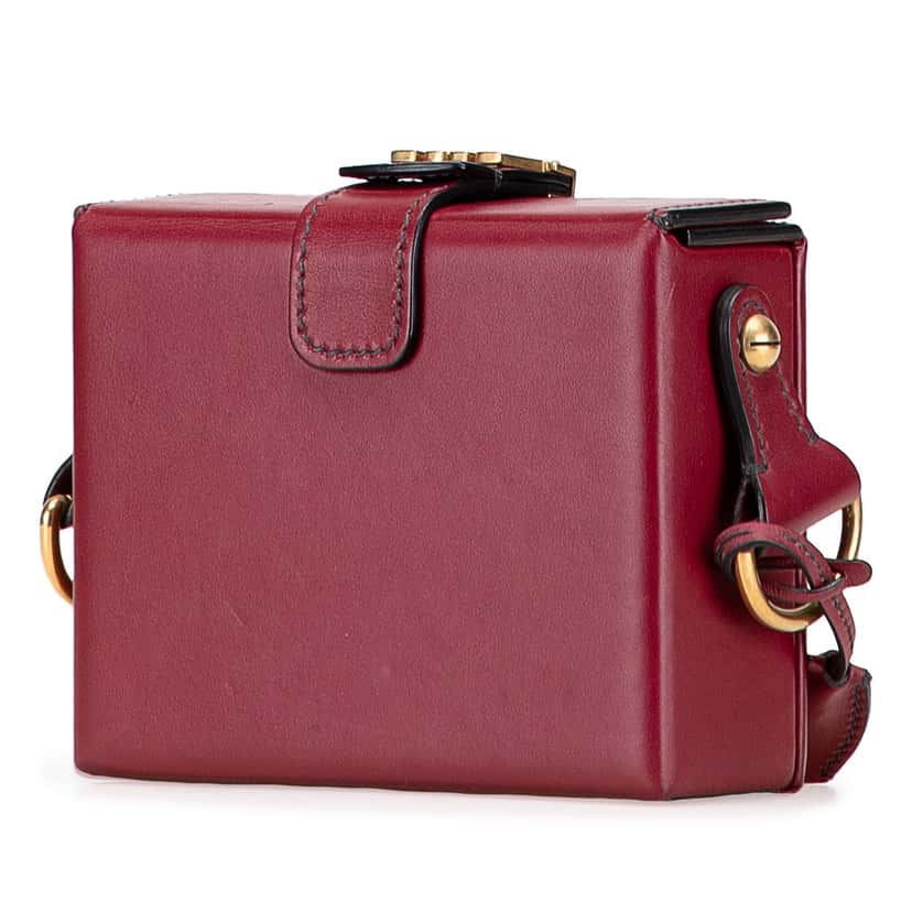 Dior Lambskin Dioraddict Lockbox Crossbody Red Leather Good condition - Back View